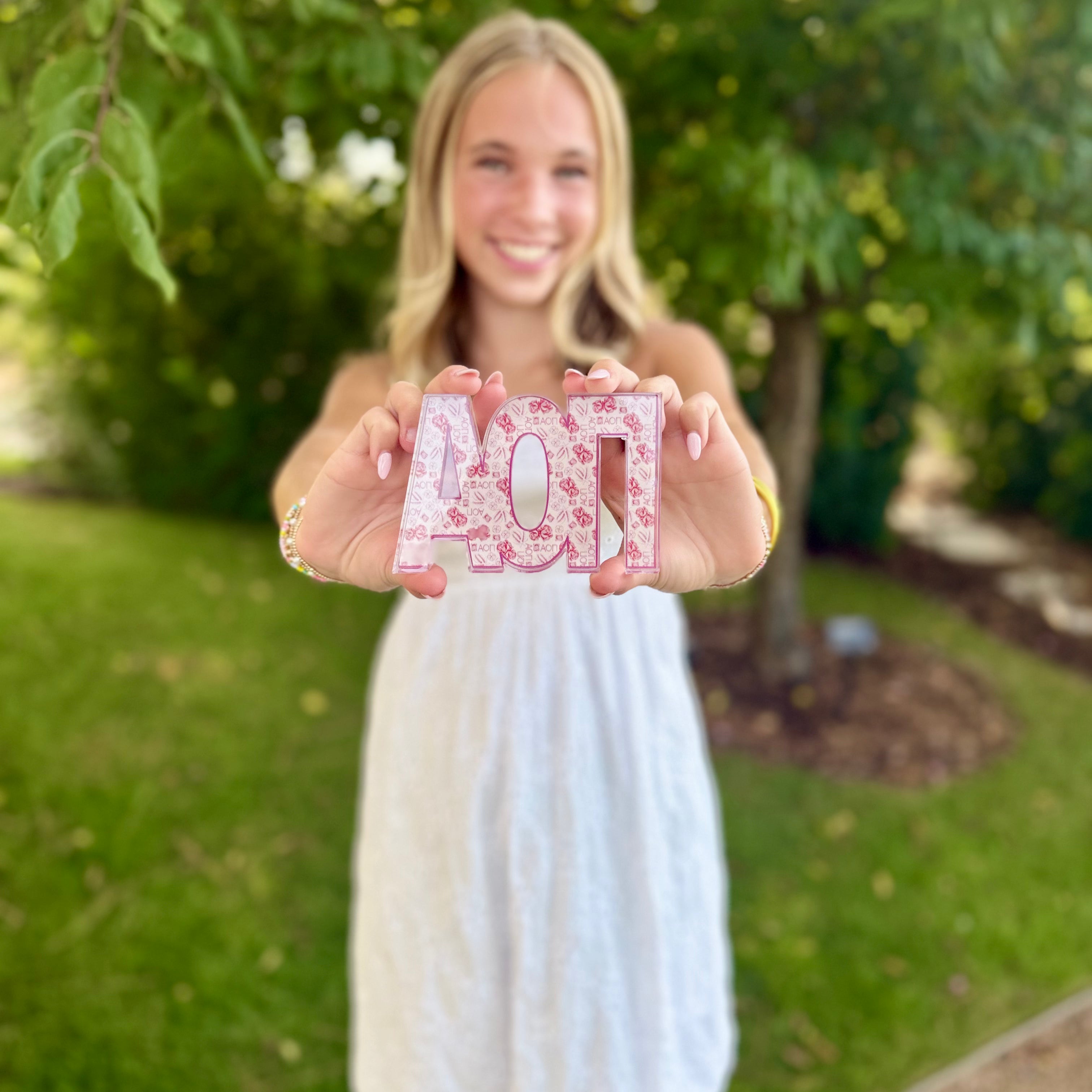 Alpha Omicron Pi Acrylic Shelf Decor