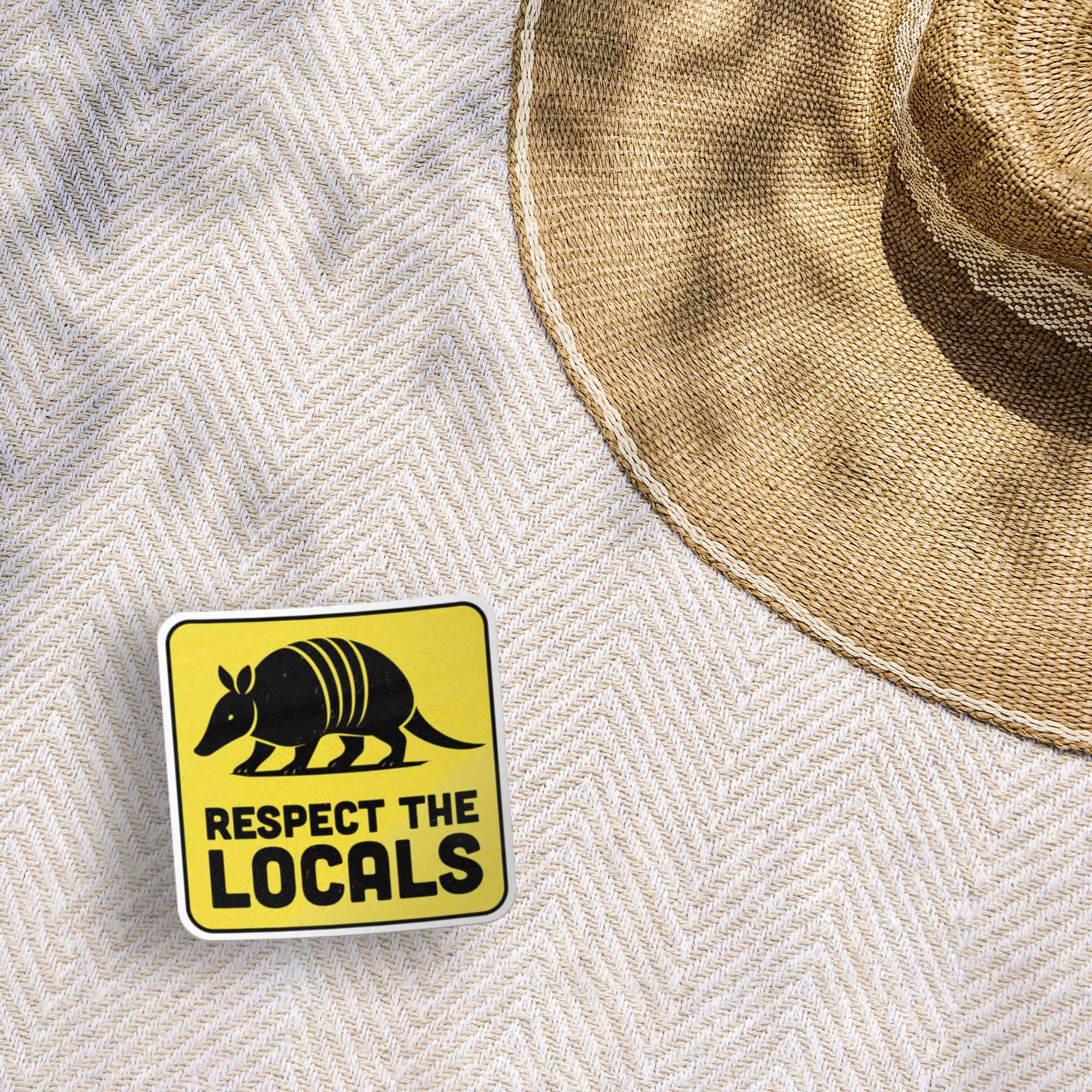 Respect the Locals Armadillo Sticker - Funny Southern Animal Decal