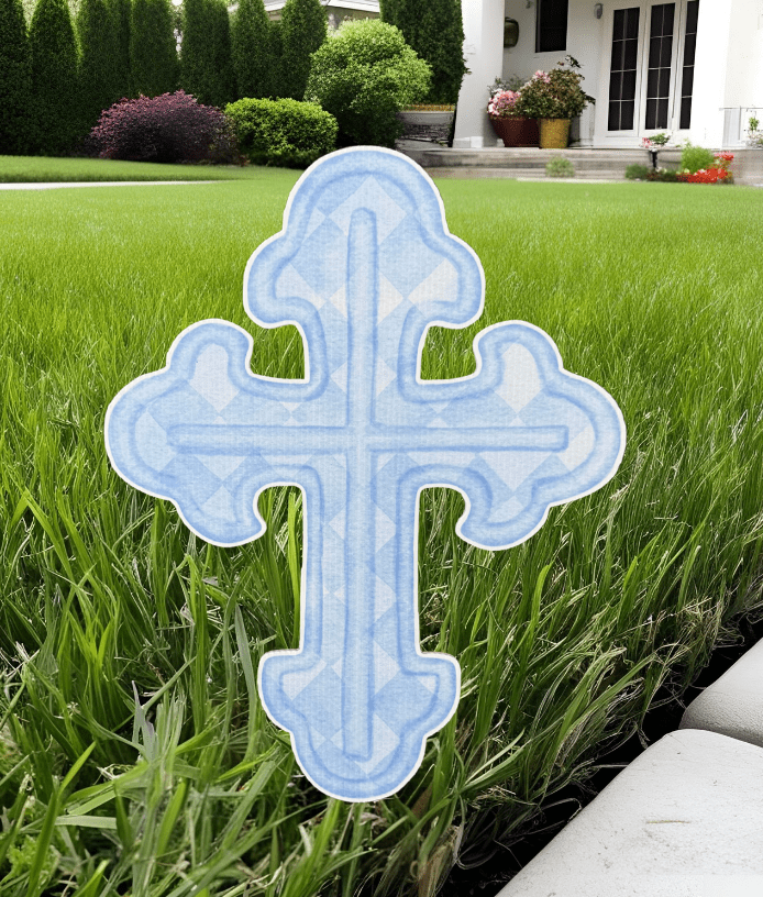 Watercolor Cross- Pot Stake